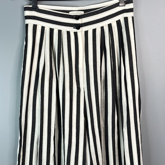 Coastal H&M Striped Linen Cropped Wide Leg High Waist Culottes Pants Pleated 10 - Picture 3 of 12